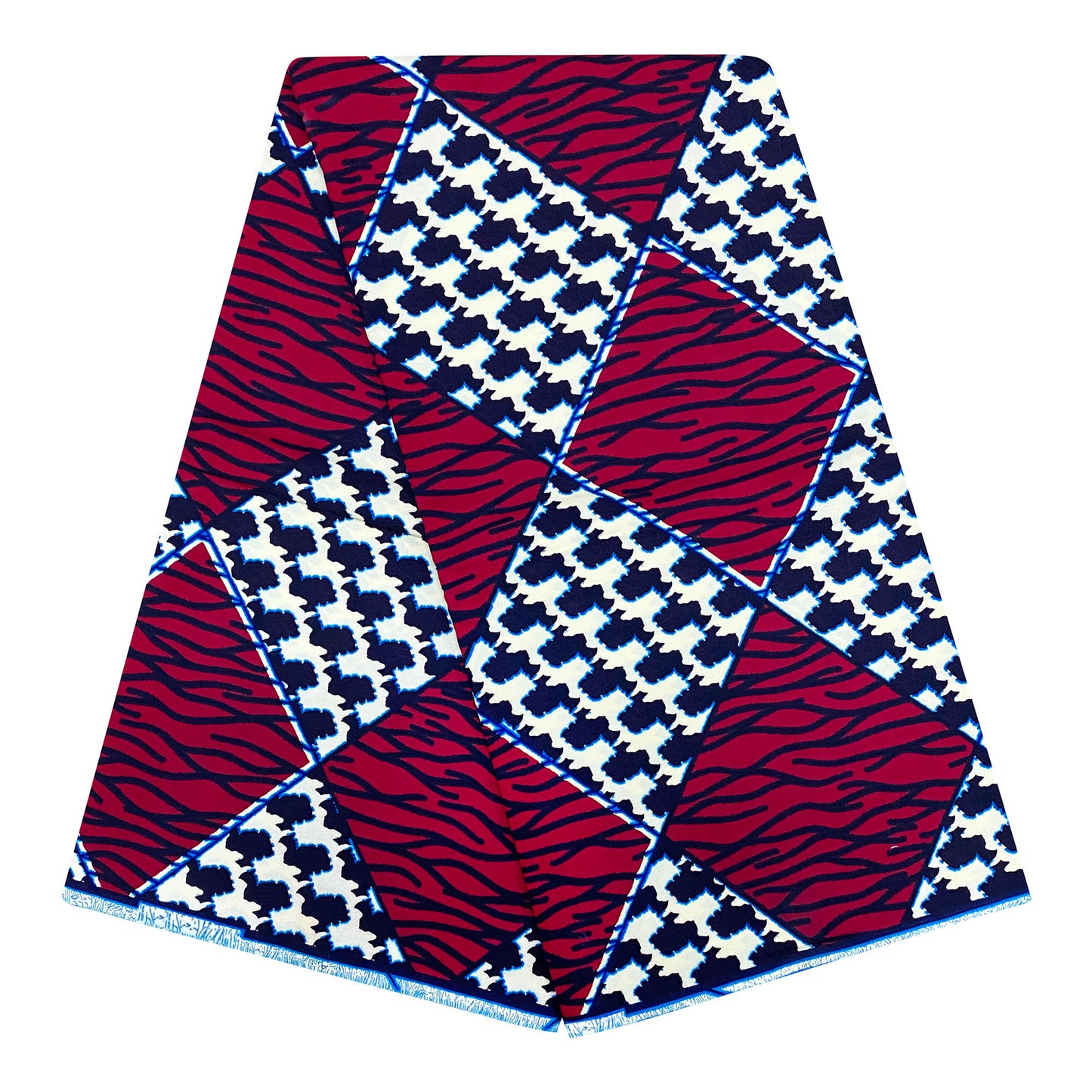 African Wax Print Fabric - Extra Long 6 Yards per Meter - Red, Pink, Brown, Navy - Smooth Soft Texture for Dresses, Skirts, Party & Wedding Dresses - Durable Sewing Fabric for Women'S Clothing - Ideal for Crafts & African Fas