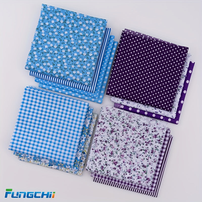 13pcs Extra Large Fat Quarter Fabric Bundles - 20x20 Inch (50x50cm) - Pre-Cut Squares for Quilting, Patchwork, DIY Crafts - 100% Pure Cotton with Gingham, Stripes, Polka Dots, Floral & Plaid Patterns - Soft, Wrinkle-Resistant