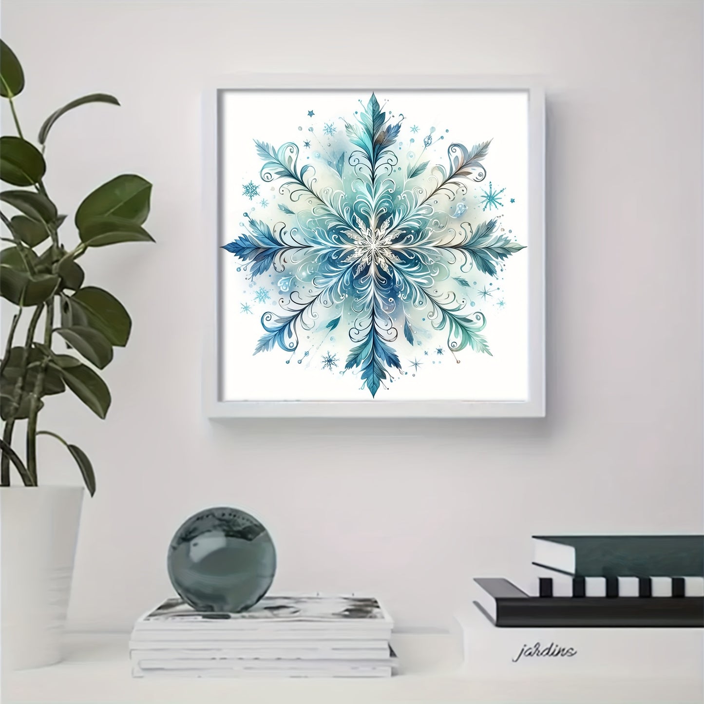 1 Set - Snowflake Theme Cross Stitch Painting Kit, DIY Art Needlework Supplies, 11CT Embroidery Decorative Craft for Creative Handmade Relax Gift, Full Home Decoration Print Embroidery Art, Perfect for Entryway, Study Room, B