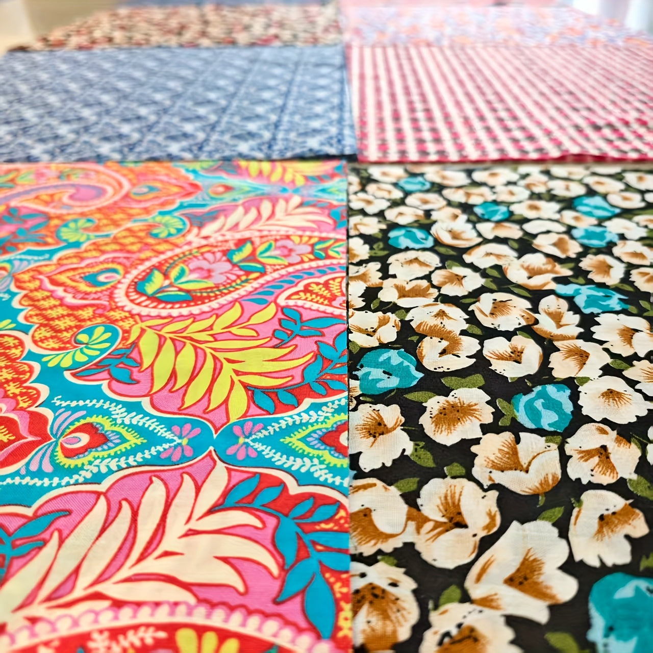 10pcs Of 15*15 Inch, 100% Cotton Square Cloth, Random Pattern, No Repeating Color, Suitable For Handmade Sewing, Quilt, Clothing, Sheet Making, Pre-cut Sewing Patches