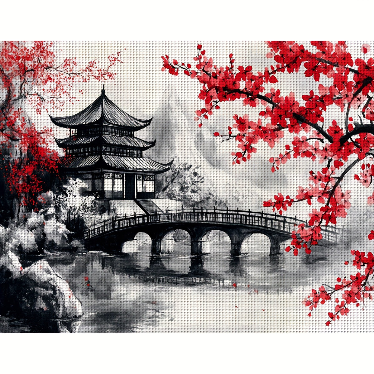 ZUOANLF 1 Set - [30*40cm/11.8*15.7in][40*50cm/15.7*19.7in]Unframed 11CT/14CT Embroidery Fabric Cross Stitch DIY Kit, Includes Printed Fabric, Needles, Threads, Patterns & Ins