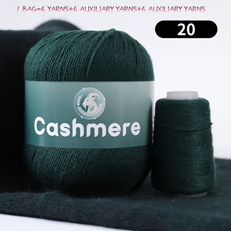 6-Ply Hand-Knitting Yarn for Self-Knitted Cashmere Sweaters, Includes Matching Yarn for Machine-Knitted Cashmere Hats and Scarves, Knitting Needles, and Yarn Balls