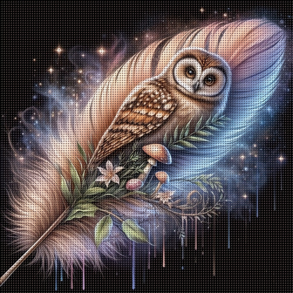 1 Set - Creative Dreamy Owl Theme Cross Stitch Painting Kit, DIY High-Quality Needle and Thread Embroidery Supplies, 11CT Cross Stitch Embroidery Fabric Painting Crafts, Enjoy the Fun of Handmade Creations, Ideal for Home Wal