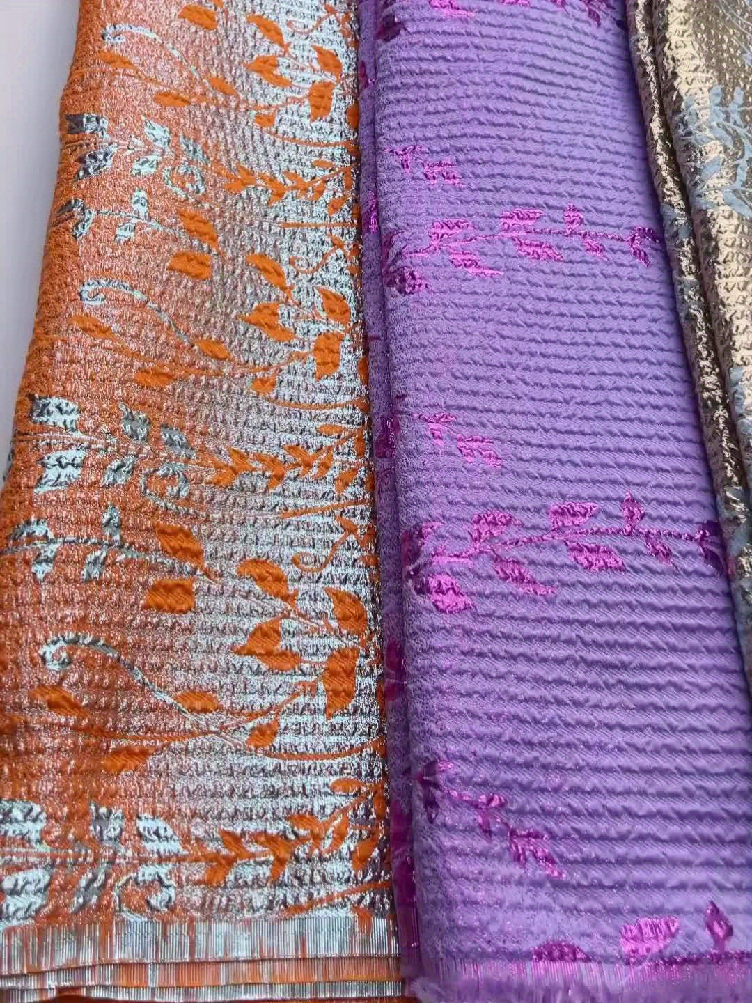1pc 5 yards African Jacquard Lace Fabric 2025 Latest Design Nigerian Jacquard Gilded Lace Fabric, Suitable for Women'S Wedding Dresses