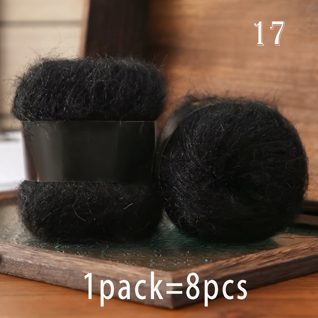 8pcs Luxury Alpaca & Yarn, Soft Fluffy Cloud Fiber Blend for Knitting and Crochet, Fashion Sweaters, Cardigans, Scarves, Hats, Shawls, Tops, Coats, Alpaca,