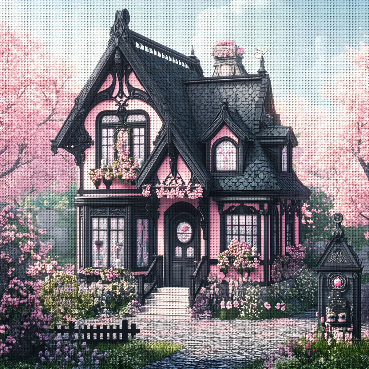 ZUOANLF 1set 50x50cm/19.7x19.7Inch DIY Cross Stitch Kit Frameless, Beautiful scenery, stamped cross stitch kits, Embroidery Set for Home Decor, Includes Patterned Fabric & Threads, Perfect for Living Room Entrance or Bedroom