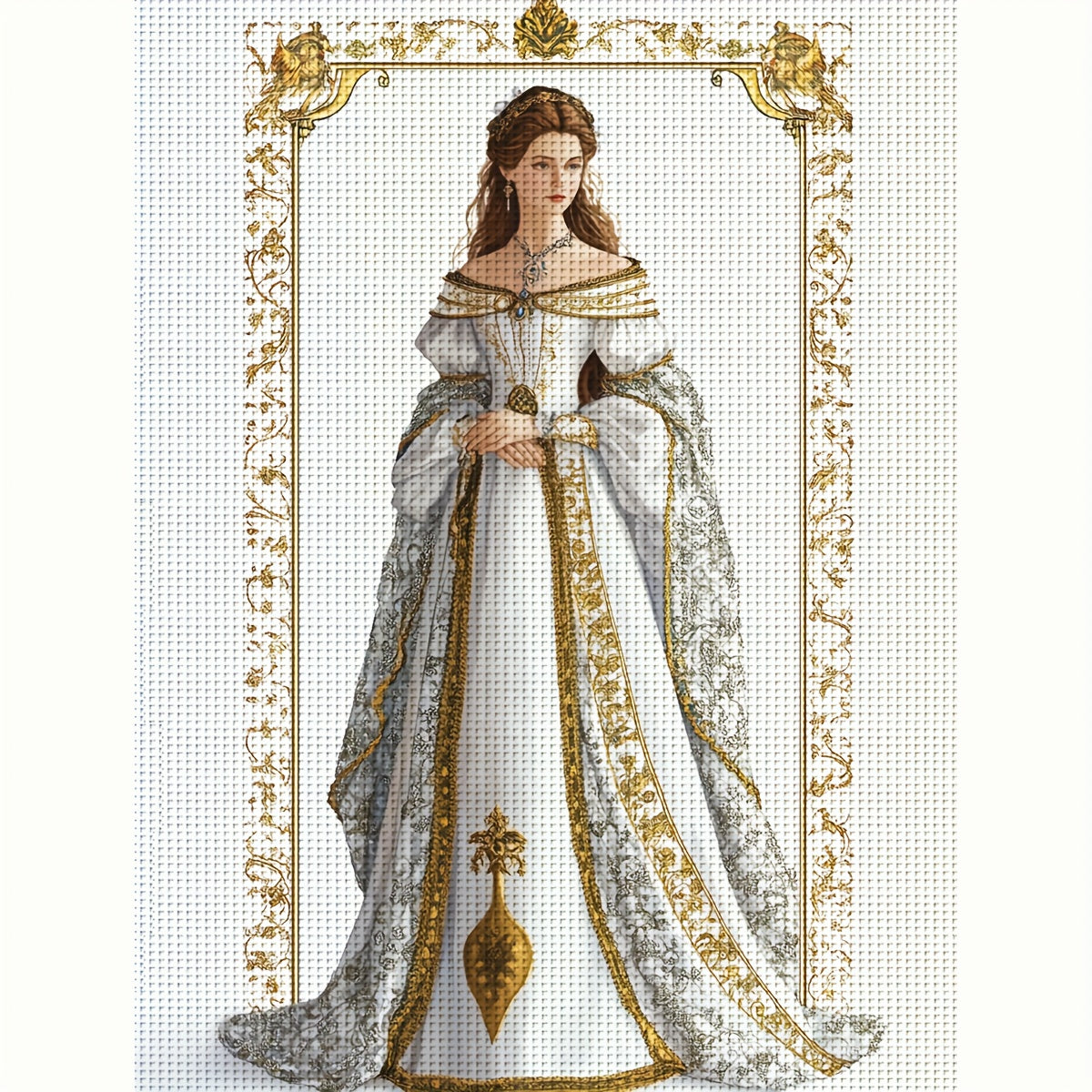 1pc Elegant Lady Portrait Cross Stitch Kit - 30x40cm/11.8x15.7in/40x50cm/15.7x19.6in, 11CT/14CT Printed Canvas, DIY Embroidery with Threads, Needle, Pattern & Instructions, Ideal for Home & Office Wall Decor, Perfect Gift for