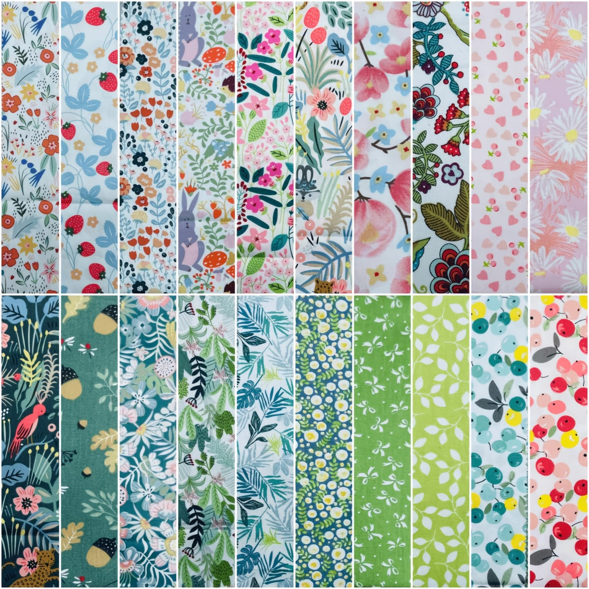 Cotton Jelly Roll Fabric, Soft Cotton Jelly Roll Strips for Quilting - 40 Floral Print Fabric Pieces 20 X 2.56 Inches | Pre-cut Quilting Supplies for Sewing, DIY Crafts And Blanket Making