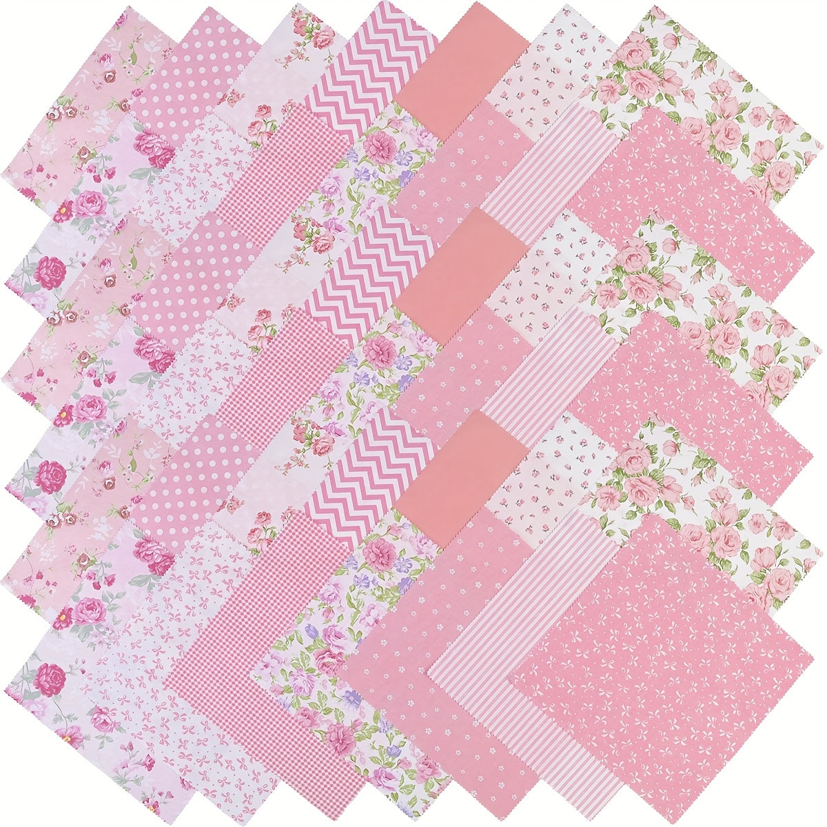 42pcs 5*5 Inch Pre-Cut Square Cotton Fabric - Floral & Polka Dot Designs, Cotton Handmade Patchwork for DIY Sewing, Scrapbooking, Holiday Gifts, Home Decor - Hand Wash Only, Fabric for Crafts, Scrapbooking Supplies, Decorativ