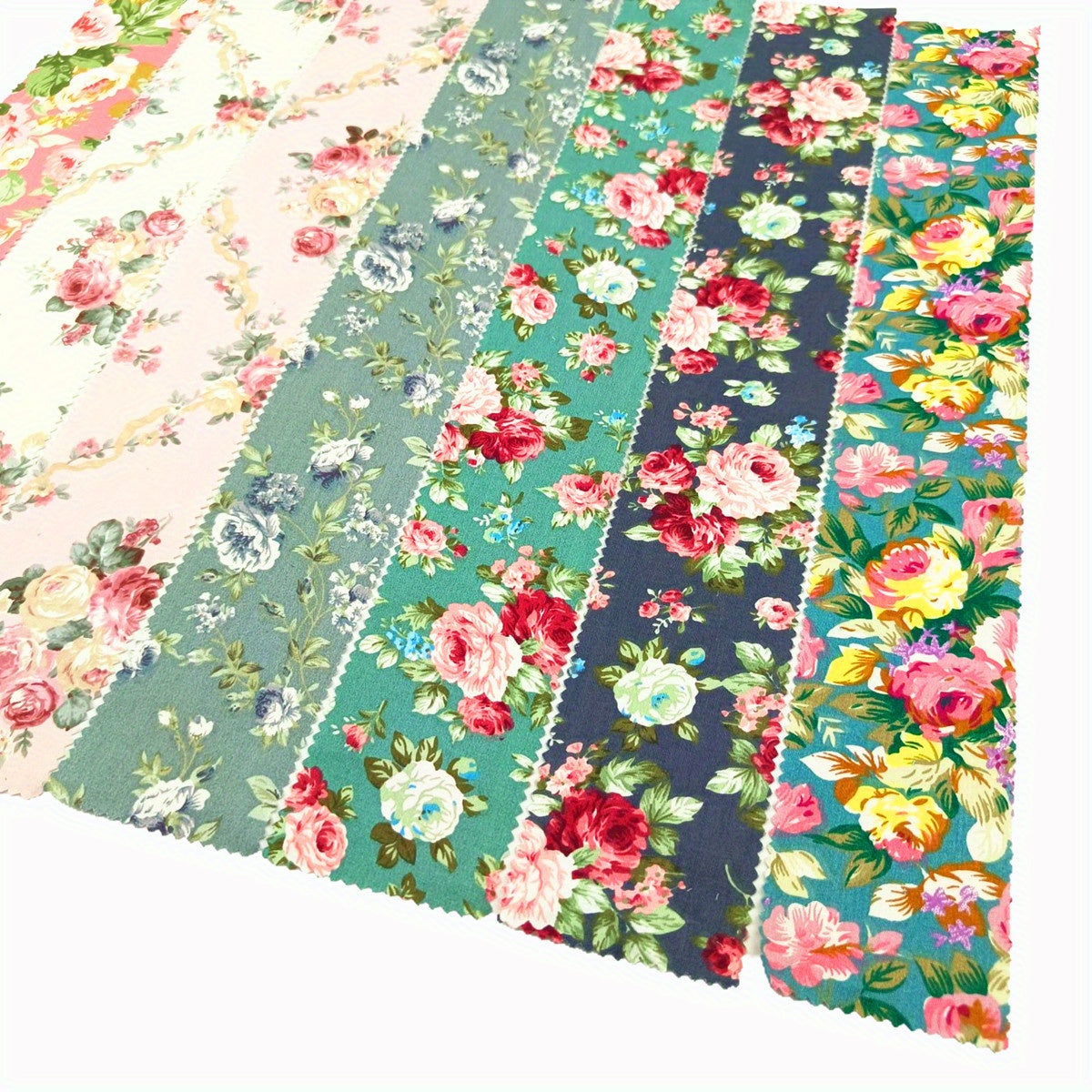 40pcs 6.4*50cm (2.51*19.7 inches) Floral Quilted Patchwork Fabric Strips Fabric Strips Material Kit, DIY Patchwork Crafts Material, Containing Different Patterns Patchwork Kits, Hobbyist Pre-Cut DIY Handmade Dolls Clothing an