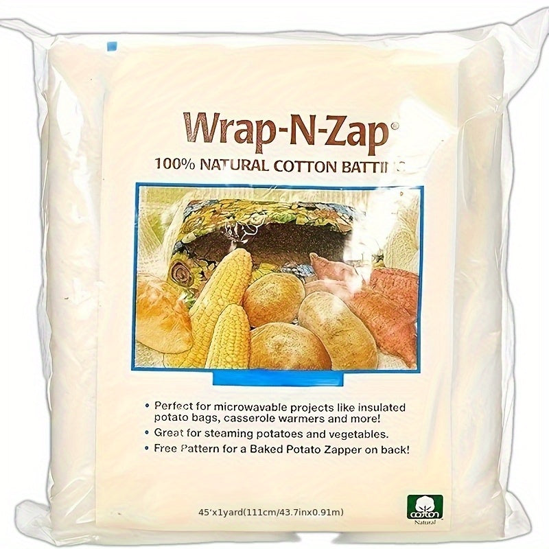 1 Pack Natural Cotton Batting () - 45"x36" Wide 1- Roll, 100% Pure White Pile for Quilting, Microwave Heating, Potato/Casserole Warmers, DIY Crafts & Bedspread Padding, Quilt Batting Heat Resistant