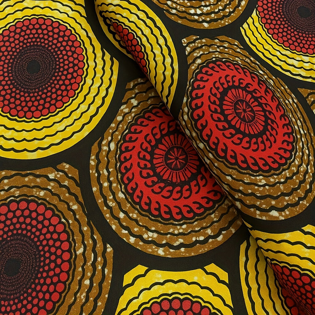1pc 6Yards African Wax Fabric Newest Design Polyester Nigeria Tissue Batik Wax Fabric for Women Ethnic Dresses Cloth Sewing Materials, Handmade Clothing, Traditional Wear, Cultural Textile, Geometric Pattern, Durable Material