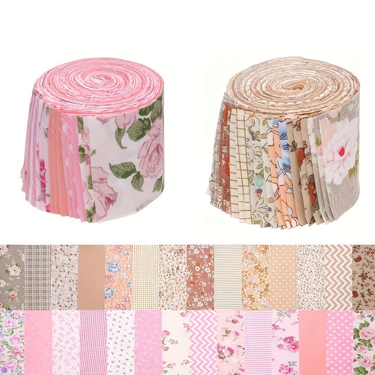 84pcs of Random Patterns - Flower Series Cloth Strips, 6.5*50cm/ 2.6*19.7in Suitable for Sewing DIY Crafts, Sewing Gifts, Quilting and Patchwork, with Various Floral Patterns