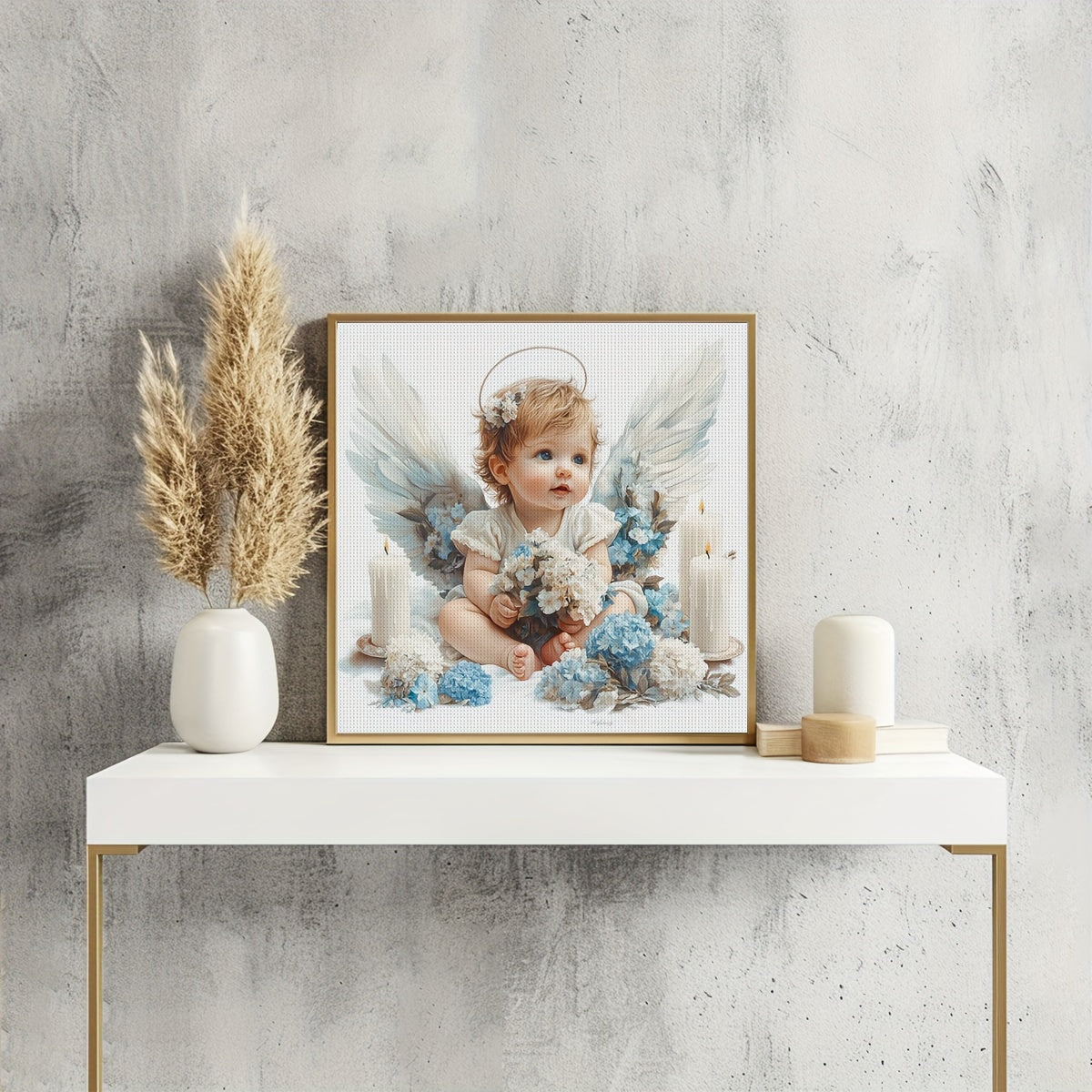 JOZYSH 11x11" Angel Cross Stitch Kit - Relaxing DIY Embroidery for Beginners, Includes Printed Fabric, Needle, Thread, Patterns & Instructions, Perfect for Home Wall Decor, Relaxing Craft Kit|Whimsical Design|Easy Embroidery