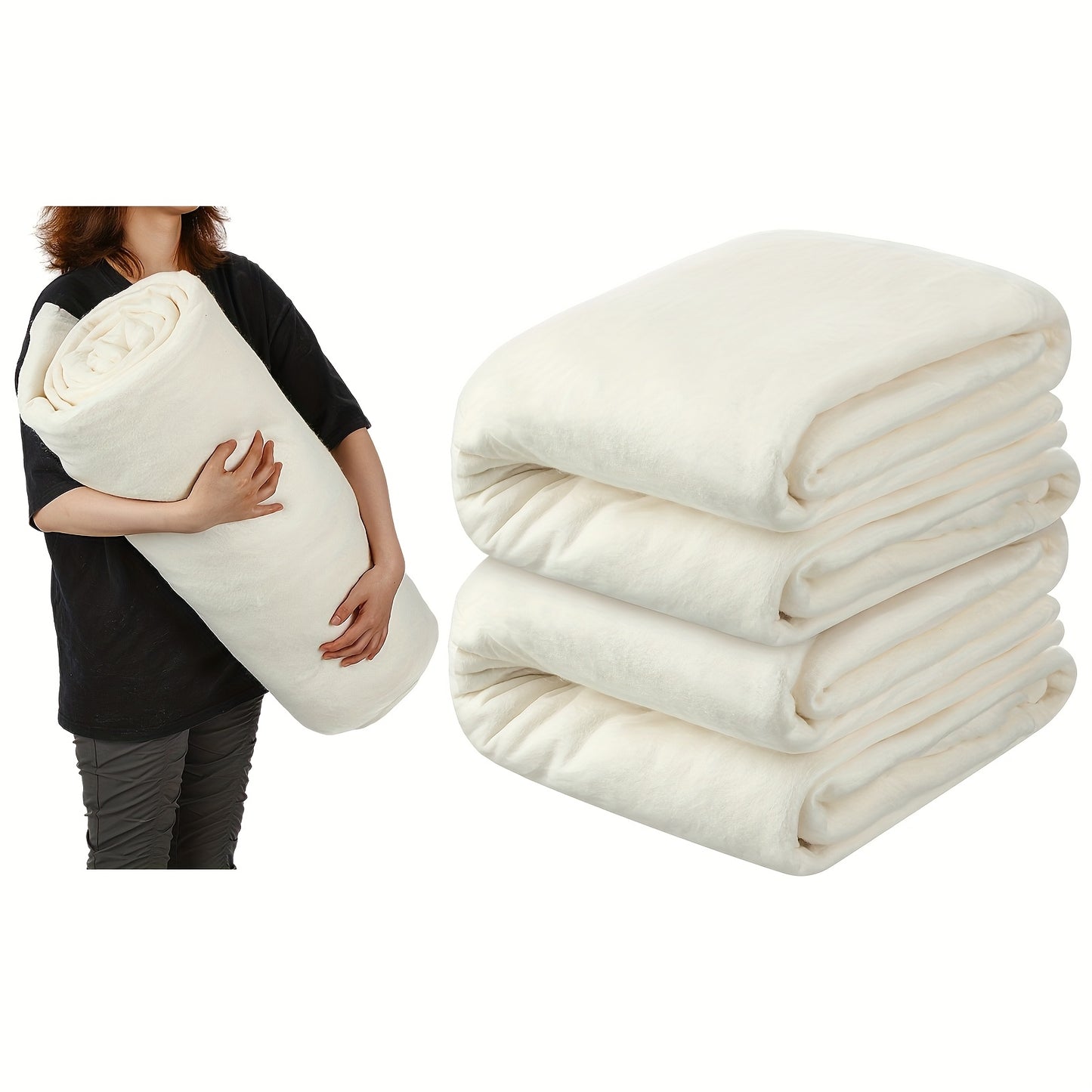 Large Hand-Sewn 100% Cotton Quilt 86.6"x94.4" (Queen/King Size) - All-Season Lightweight Bedspread, Soft Fluffy Bed Cover for DIY Crafting, Bedmaking (No Chemicals) - Ideal for Handicrafters & Bedding