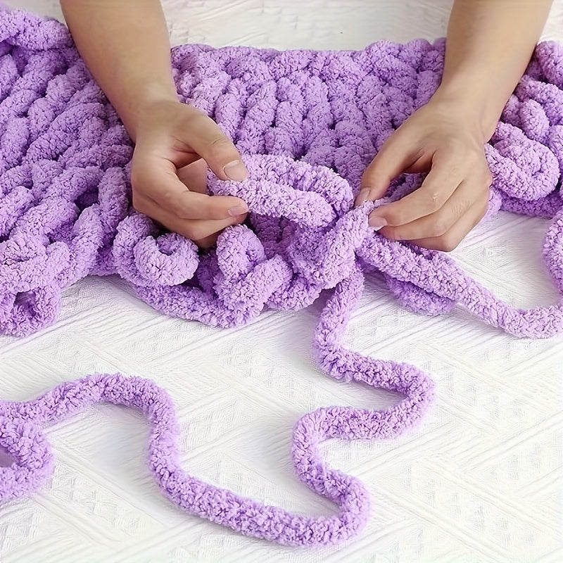 4pcs - 100% Polyester Chenille Yarn, Suitable for Crochet, Ultra-Thick Soft Fluffy Yarn, Thick Chenille Yarn for Hand Weaving, Mixed Pack of 2 Cream White + 2 Pink Beige Colors