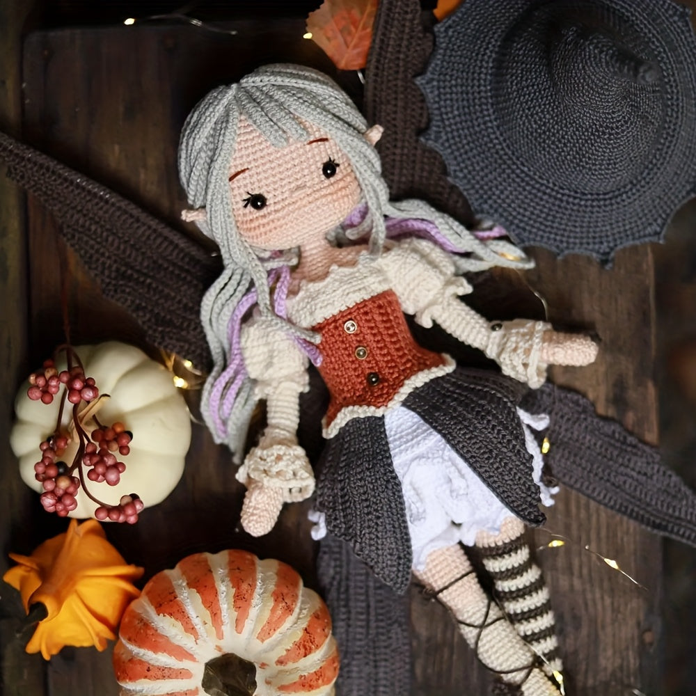 Halloween Witch Fairy Crochet Doll Pattern - Complete Craft Set with Yarn & Hooks, Step-by-Step Tutorials for Adults, Magical Handmade Doll with Expressive Eyes &, Delicate Wings, Perfect For Halloween, Wedding, Valentine's/m