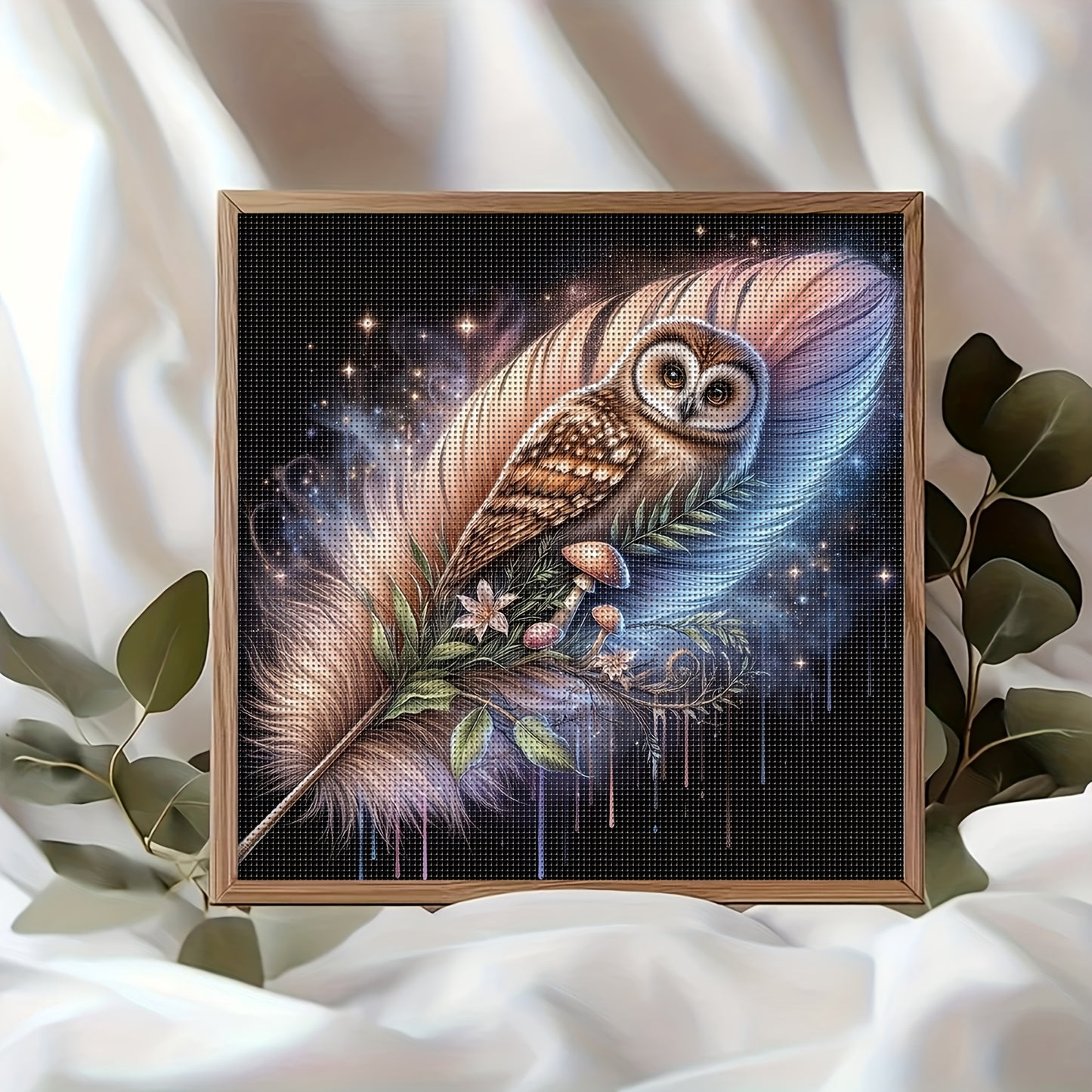 1 Set - Creative Dreamy Owl Theme Cross Stitch Painting Kit, DIY High-Quality Needle and Thread Embroidery Supplies, 11CT Cross Stitch Embroidery Fabric Painting Crafts, Enjoy the Fun of Handmade Creations, Ideal for Home Wal