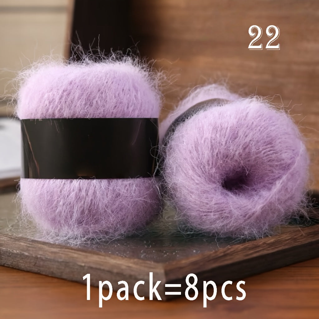 8pcs Luxury Alpaca & Yarn, Soft Fluffy Cloud Fiber Blend for Knitting and Crochet, Fashion Sweaters, Cardigans, Scarves, Hats, Shawls, Tops, Coats, Alpaca,