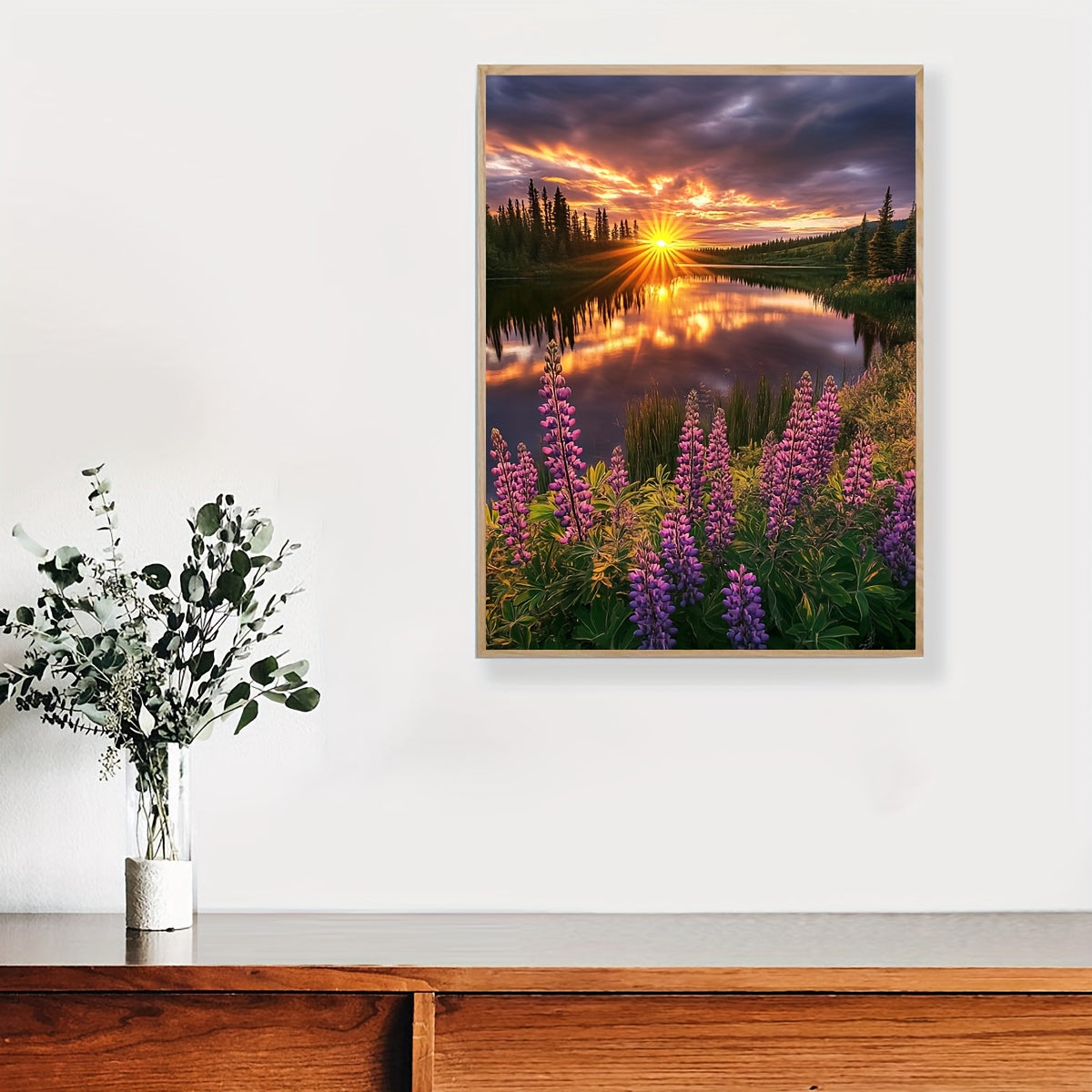 JOZYSH 1pc Sunset Landscape Cross Stitch Kit - 30x40cm/11.8x15.7in, Relaxing DIY Project for Beginners, Includes Canvas, Threads, Needle & Instructions, Perfect for Bedroom or Living Room Wall Decor, Bedroom Wall Art|Sunset T