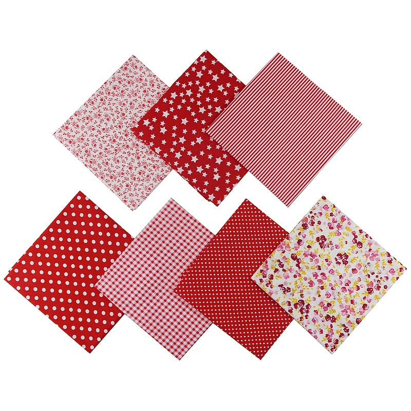 7pcs 9.84inch x 9.84inch Cotton DIY Making Supplies Quilting Patchwork Fabric Fat Quarter Bundles for Quilting, Different Patterns Printed Cotton Squares Handmade Craft Cloths Bundle for Sewing Patchwork, Quilting, DIY Scrapb