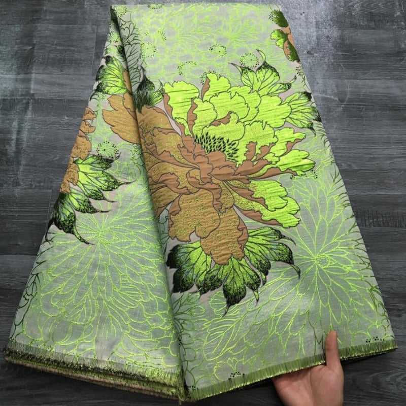 1 Roll/5 Yards African Lace Fabric French Jacquard Brocade with Golden Embroidery & gilding - Wide Width (39-47in) Luxury Wedding Dress Fabric, Multicolor (21+ Colors) Base for Evening Gowns, Bridal Attire, Skirts & Shawls -