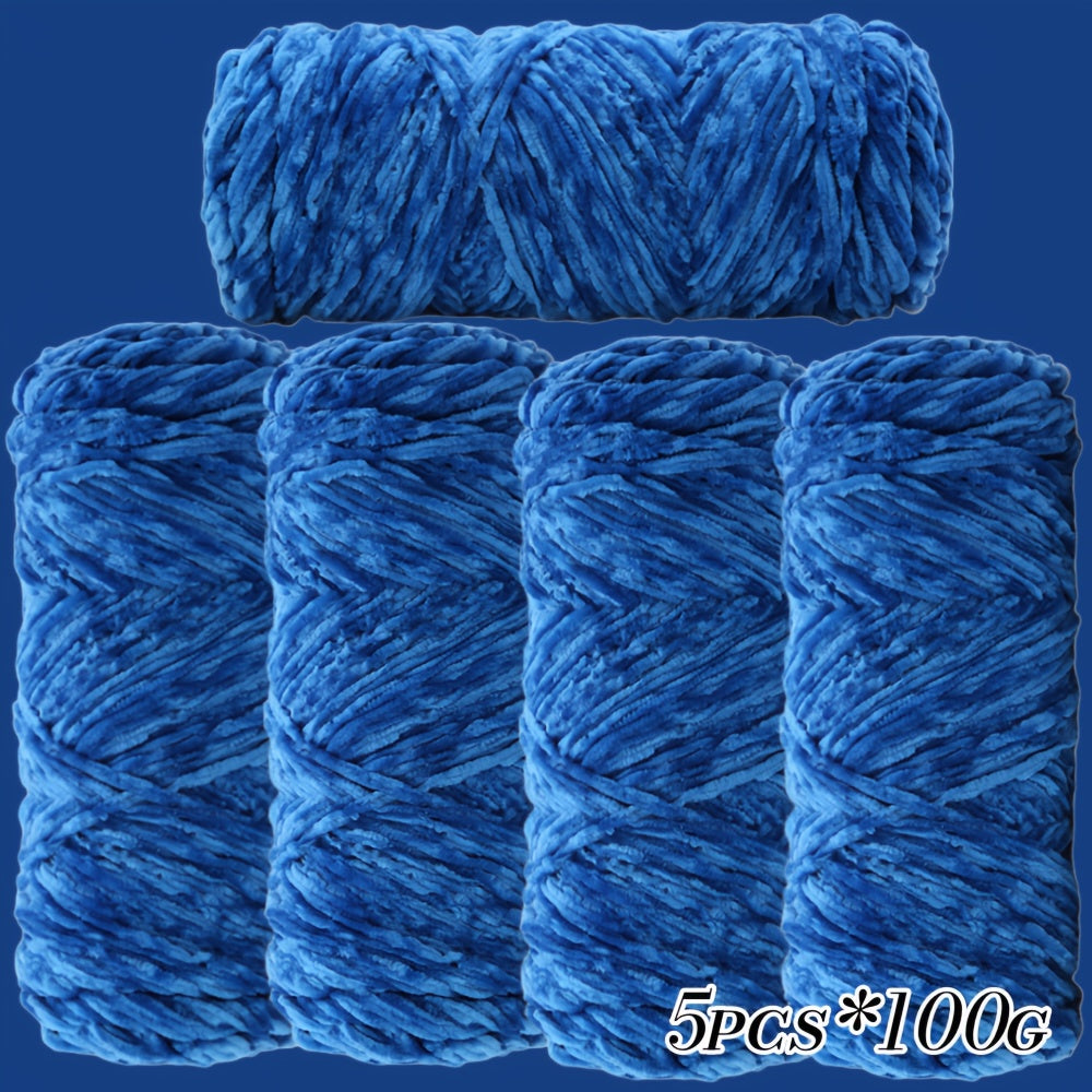 Large Ball Light Beige-Friendly Chenille Yarn 5pcs 500g - Ultra-Soft Velvet Yarn for Crocheting Blankets, Hats | Warm, Thick, Non-Deforming DIY Craft