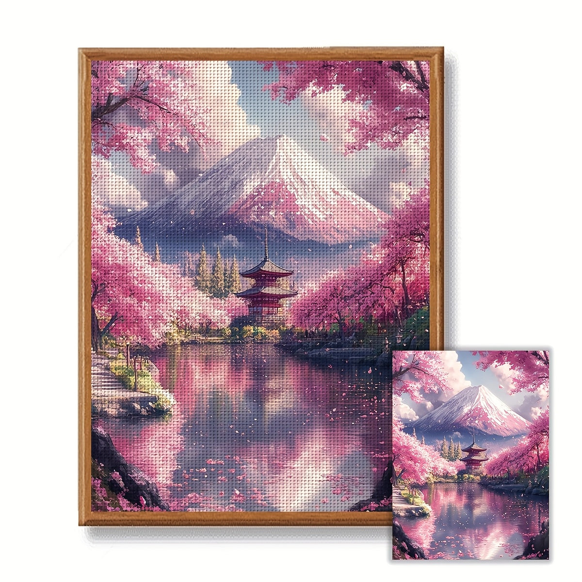 JOZYSH Cherry Blossom Cross Stitch Kit - DIY Needlepoint Craft with Pre-Printed Pattern, 11CT/14CT, Includes Fabric, Threads, Needles & Instructions, Ideal for Living Room & Bedroom Wall Decor, Landscape Craft Kit|Scenic Land