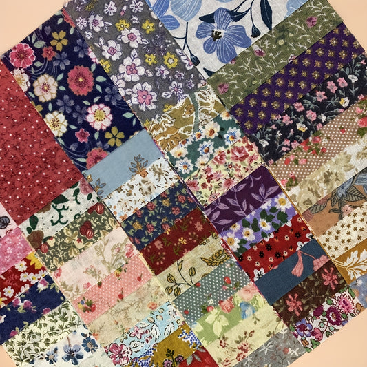 100pcs Jelly Roll Cotton Fabric, Cotton Fabric for Sewing, DIY Craft Kits, Cotton Fabric Patchwork Squares, 3.94"X3.94" Dark Colored Fabric with Various Patterns, Precut Textiles for Clothes, Cushion, Bags, Aprons, Pillowcase