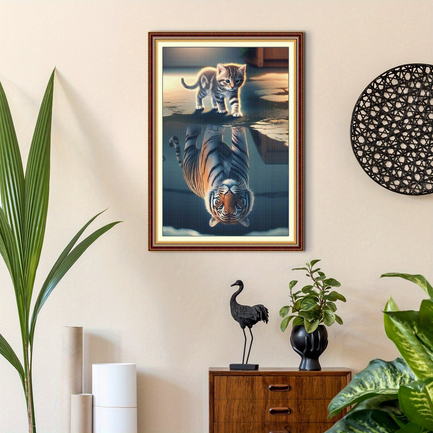 Full Embroidery Eco- Thread 11CT Printed Cat Tiger Cross Stitch Kit40x60cmStamped Cross Stitch Kits for Adults, Cat Tiger Embroidery Kits for Beginners, 11CT Patterns, Counted Embroidery Needlepoint Kits Home Decor, 15.7 x 23