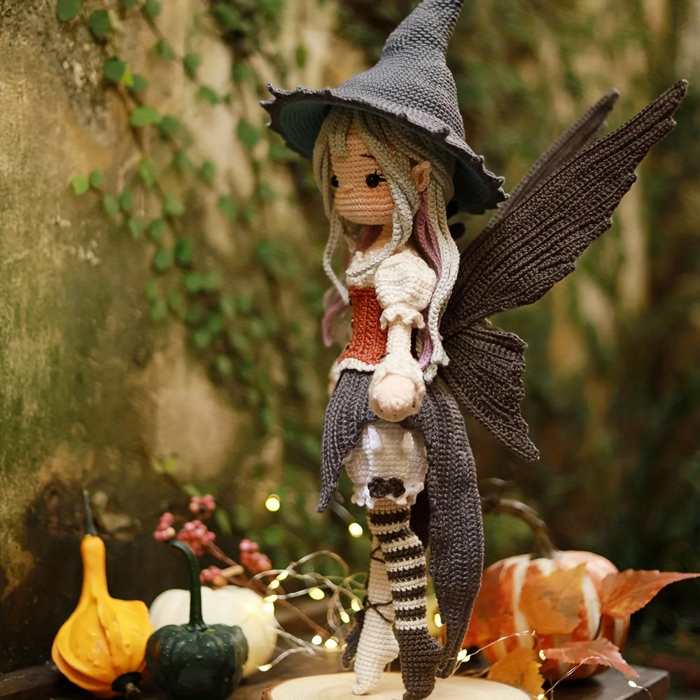 Halloween Witch Fairy Crochet Doll Pattern - Complete Craft Set with Yarn & Hooks, Step-by-Step Tutorials for Adults, Magical Handmade Doll with Expressive Eyes &, Delicate Wings, Perfect For Halloween, Wedding, Valentine's/m