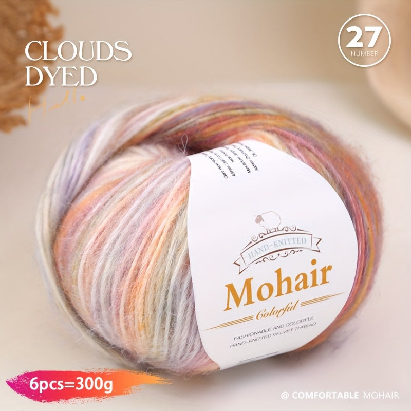 1 large bag = 6 skeins of yarn, rainbow gradient colors available. Suitable for DIY crafting materials such as knitting tops, pants, scarves, gloves, and other handmade items. Composition: 90% polyester, 10% wool