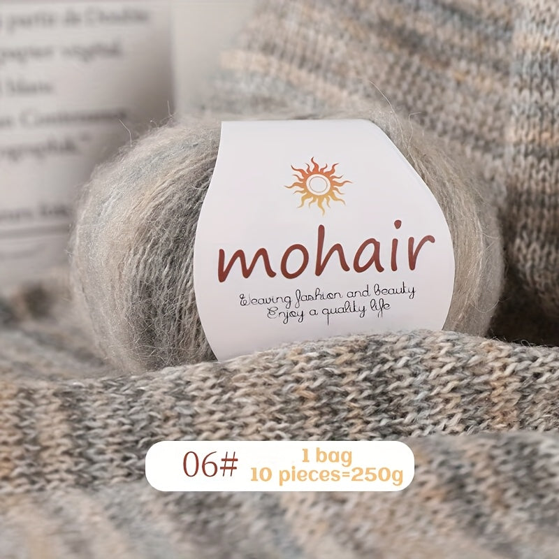 10 Skeins, 250g Each - Colorful Marled & Blend Yarn, Self-Striping Pattern for Knitting, Crochet, Scarves, Hats, Shawls, Crafting Yarn|Multicolor Fiber|Soft Texture Yarn