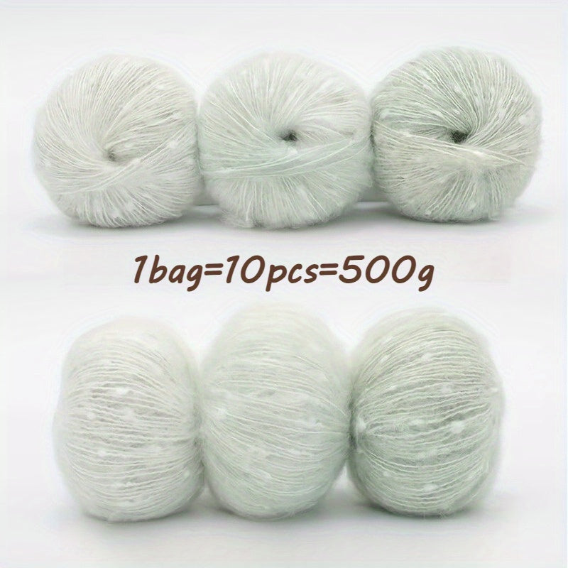 10pcs Starry Sky Gradient Long Staple Cashmere Yarn Rainbow Sugar Bean Color Dot Cashmere Wool Shake Velvet Yarn Handmade Knitting DIY Hollow Sweater, Hat, Scarf, Shawl, 50g/pc Total 500g