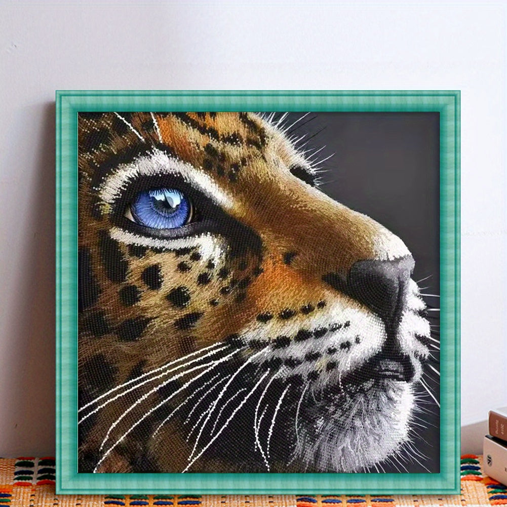 Full Embroidery Beads Printed 9CT Leopard Head Cross Stitch Kit Decor 16.54x16.54inch, Beaded Cross Stitch Kits, Cross Stitch Beaded Kits