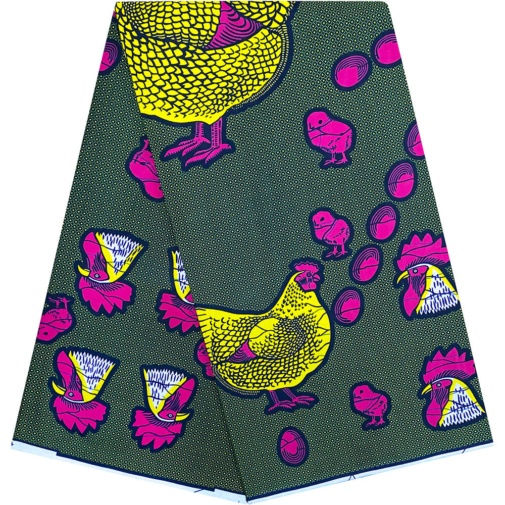 African 100% Cotton by the - Traditional Ankara Print with Ghanaian Fante Shrotes & Adinkra Symbols, Multicolor (Pink/Yellow/Black) Hand Wash Only for Quilting, Sewing, African Fashion Clothing & Cultural Crafts