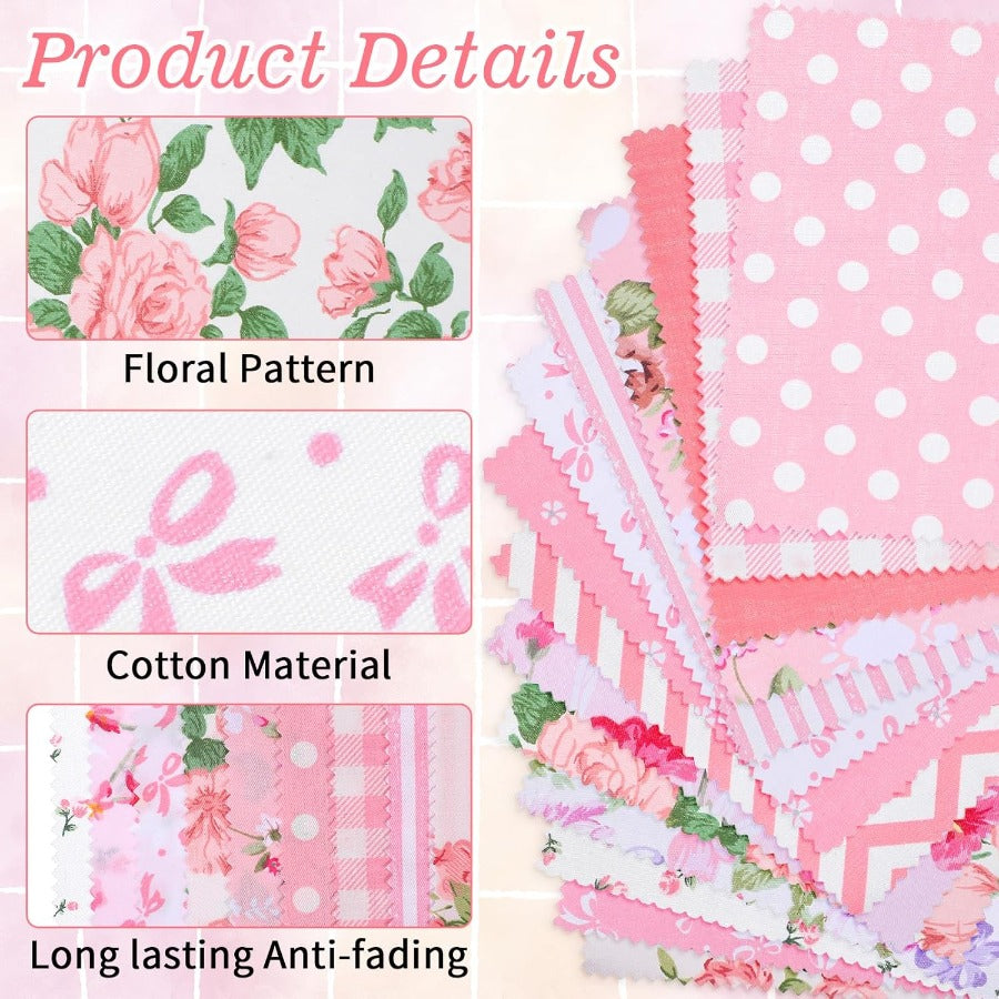 80pcs pink quilted charm packs, pre-cut quilt fabric squares 5.0 x 5.0inch, floral patchwork fabric for sewing DIY crafts,  Quilting Supplies, Floral Patterns, Decorative Squares, Durable Textiles, Precut Fabric, Sewing Mater