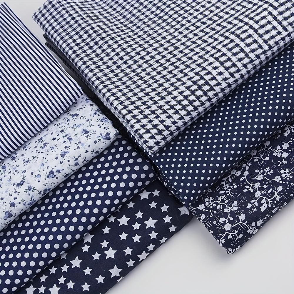 7pcs Navy Blue 10" X 10" (25*25cm)Cotton Fabric DIY Making Supplies Quilting Patchwork Gingham Fabric Fat Quarter Bundles DIY For Quilting Cotton Patchwork Cushions, Suitable For Making Father'S Day, Thanksgiving, New Year An