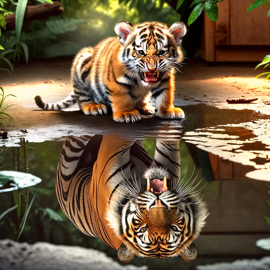 1set 40x40cm/15.7x15.7Inch DIY Cross Stitch Kit Frameless, Fierce Tiger, Stamped Cross Stitch Kits, Cross Stitch Set for Home Decor, Includes Patterned Fabric & Threads, Perfect for Living Room Entrance Or Bedroom Decoration