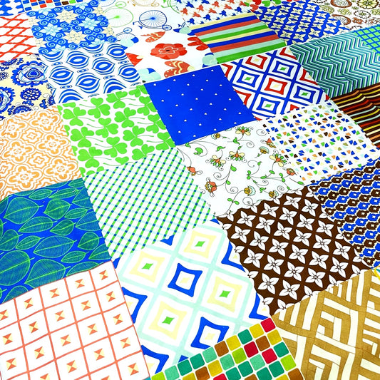 100% Cotton Geometric Print Quilting Cloth Squares | 10 X 10 CM Precuts | Hand Wash Only | DIY Craft Sewing Supplies | Home Textiles Handmade