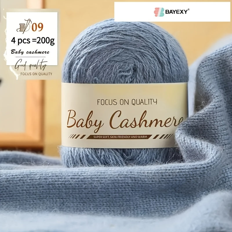 4pcs 200g Luxury Cashmere Yarn | Suitable for Hand Knitting Sweaters, Scarves, and Shawls - Soft, Warm, Multicolored Wool by BAYEXY