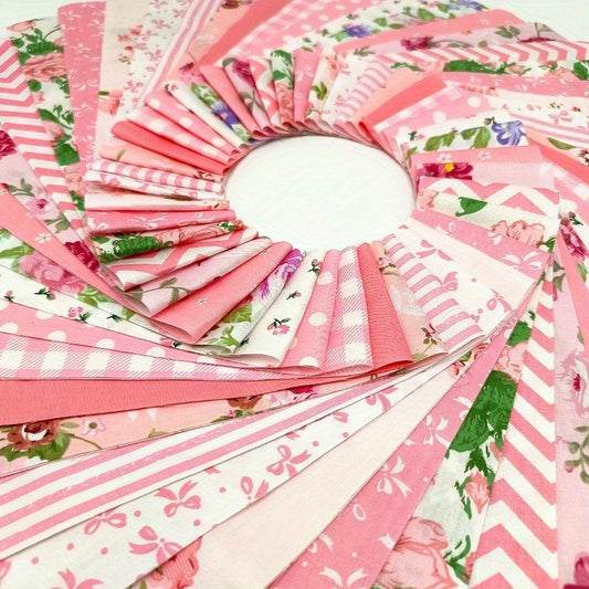 40pcs 6, 5cm*50cm (2, 6 inches*19, 7 inches) Pink Cotton Jelly Rolls Quilted Patchwork Fabric Strips Hundreds of Quilts Fabric Strips Material Kit, DIY Patchwork Crafts Material, Containing Different Patterns Patchwork Kits,