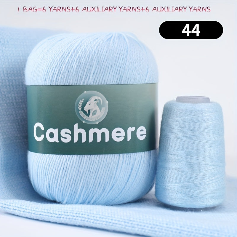 6-Ply Hand-Knitting Yarn for Self-Knitted Cashmere Sweaters, Includes Matching Yarn for Machine-Knitted Cashmere Hats and Scarves, Knitting Needles, and Yarn Balls