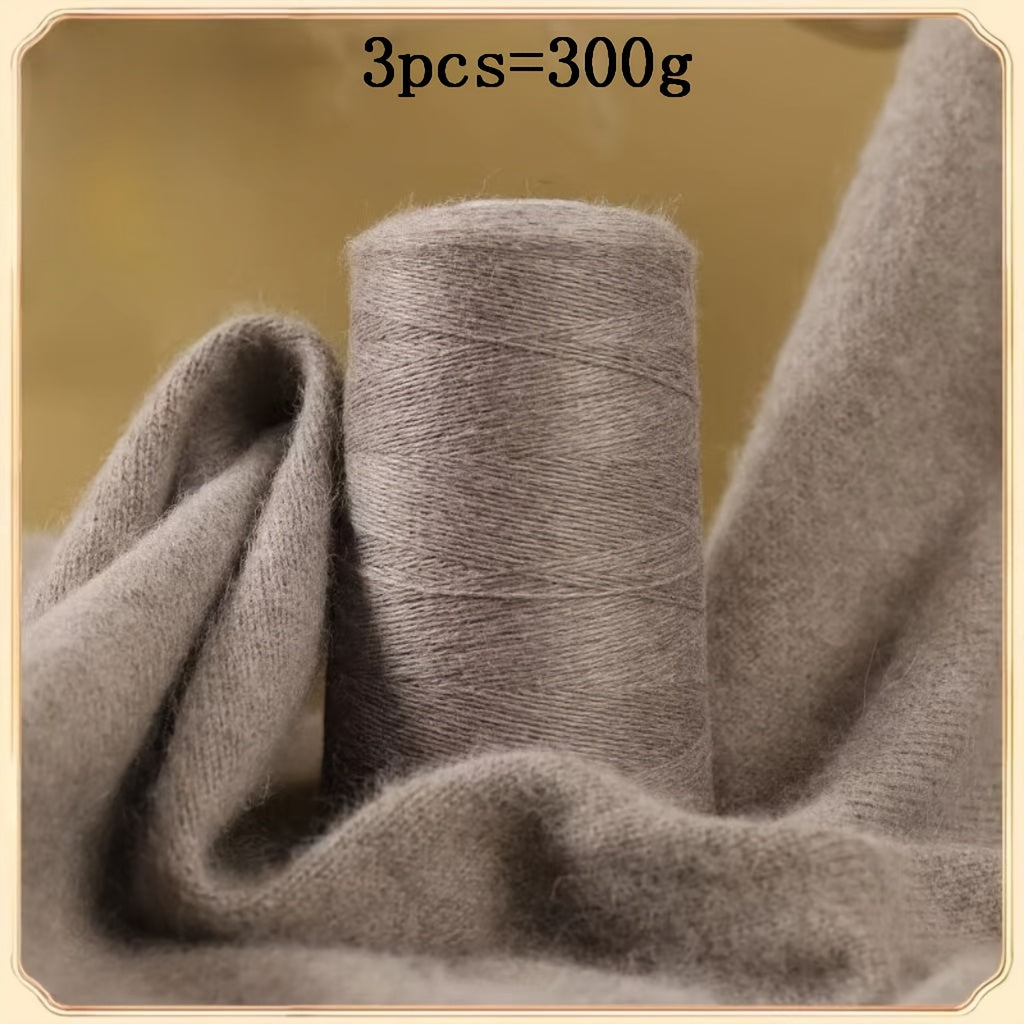 3pcs 300g 100% Cashmere Yarn - Ultra-Soft & Warm Lightweight Skeins for Knitting Hats, Scarves, Sweaters, Gloves - Luxury Craft Yarn in, Coffee, Gray, Brick Red, Beige, Blush, Navy, Camel, Chunky Yarn, Winter Craft Supplies,