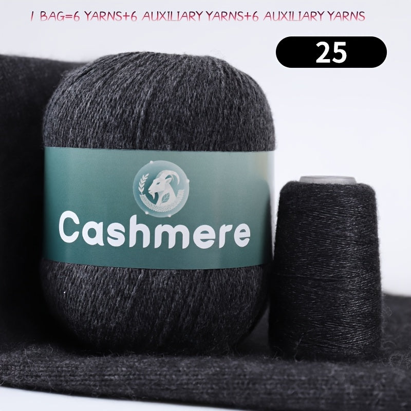 6-Ply Hand-Knitting Yarn for Self-Knitted Cashmere Sweaters, Includes Matching Yarn for Machine-Knitted Cashmere Hats and Scarves, Knitting Needles, and Yarn Balls