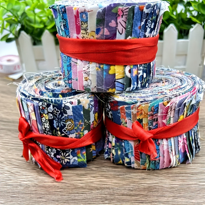 36pcs Jelly Roll Cotton Fabric For Sewing Supplies, Cotton Fabric Strips For Quilting, 2.48"X19.69" Colorful Advanced Cotton Fabric Bundles For DIY Craft