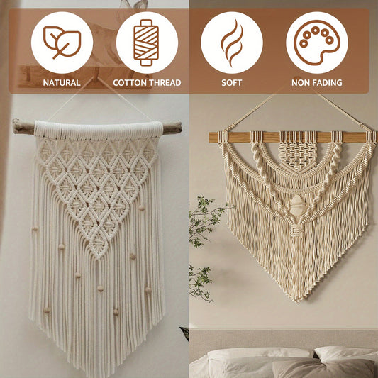 1set Macrame Kit for Beginners Natural Rope Macrame Wall Hanging Kit Complete Macrame Making Kit DIY Macrame Supplies with Wood Beads Wood Rings Wood Sticks S Hooks for Wall Hangings