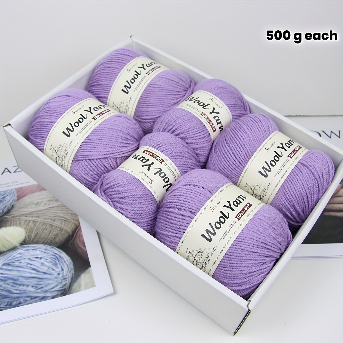 6-Pack BAYEXY Luxury Merino Wool Yarn - 500g Each, Mixed Colors - Perfect for DIY Knitting & Crochet Projects - Ideal for Sweaters, Scarves, Hats & Crafts - Gift for Knitters & Crafters