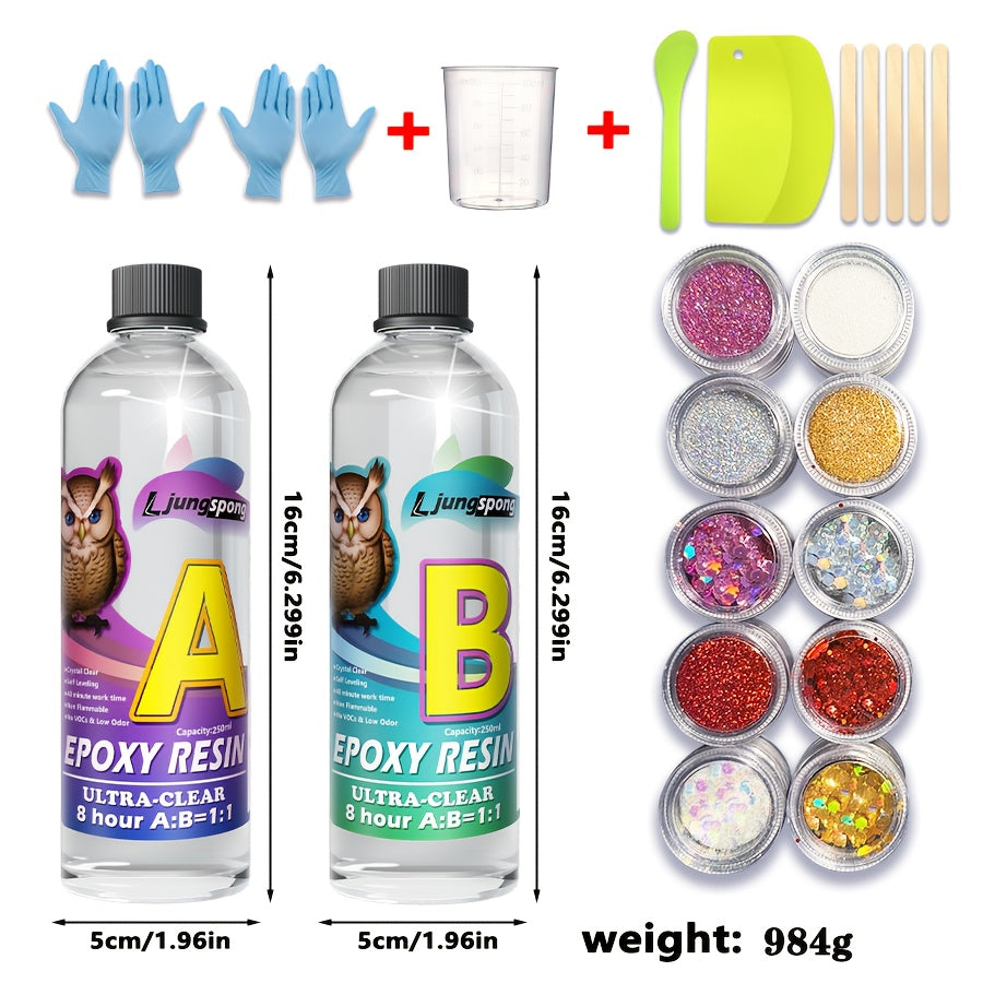 Choose Your Size! Pro Epoxy Resin Kit with Tools Included - 16.9fl.oz (for Jewelry/Mini Projects) or 33.8fl.oz (for River Table/Large Projects) |, Scratch-Resistant, High-Hardness Epoxy Resin for DIY Crafts, River Table Count