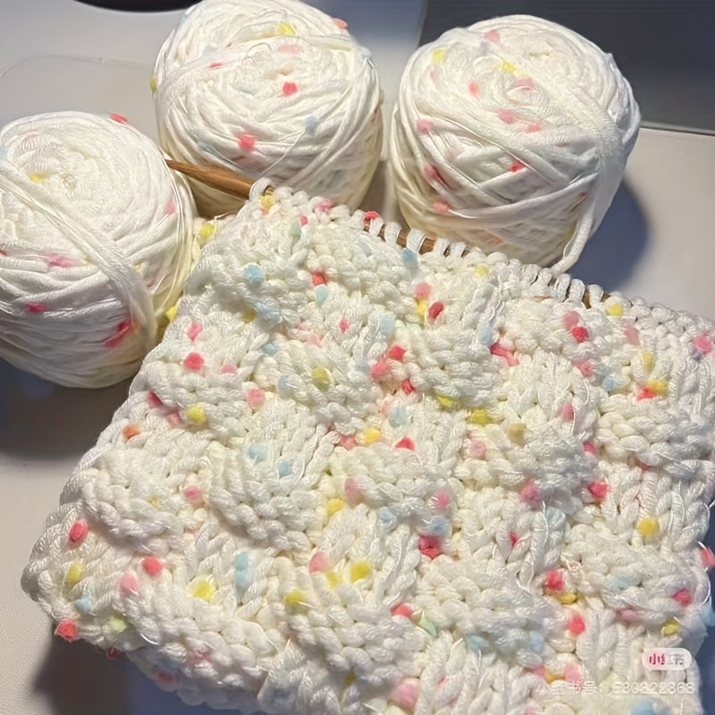 1-Pack Pastel Rainbow Candy-like Yarn - Soft Knitting & Crochet Thread for Sweaters, Blankets, Scarves, Hats - Multipurpose Crafting Fiber with Pink, Yellow, Blue, Green, Orange, White - Ideal for Beginners & Experts - Perfec